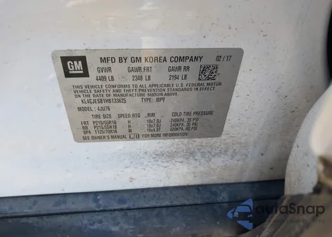 2017 Buick Encore Preferred z USA, uszkodzony, nr VIN KL4CJESB1HB133625